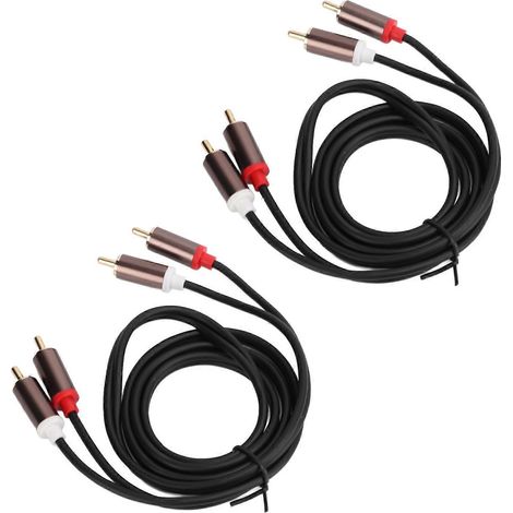 Lot de 2 câbles audio AV blindés tressés en PVC avec rallonge RCA pour amplificateurs, haut-parleurs et lecteurs (1/5)