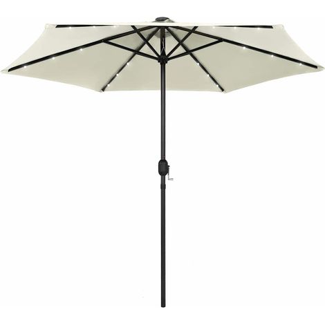 Parasol avec LED - Parasol de Jardin Parasol droit et mât en aluminium 270 cm Blanc sable BV452736 - BonneVie (1/5)