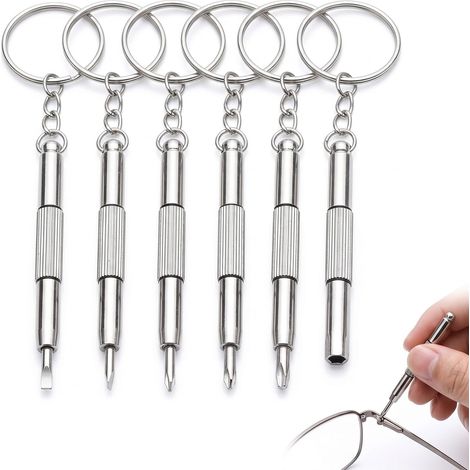 6 Pcs Mini Tournevis pour Lunettes, Kit de Réparation de Précision en Acier Inoxydable, Petit Tournevis Opticien avec Porte-clés pour Lunettes de Vue, Montres et Bijoux (1/5)