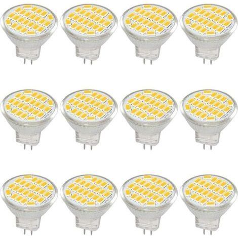 MR11 GU4 Ampoule LED lumière lumières DC/AC 10–30V 3 W, 12V, 24V, 30W Ampoule halogène équivalent, 400 lumens, Blanc chaud 3000K, LED de remplacement pour kit, jardin, intérieur, (lot (1/4)
