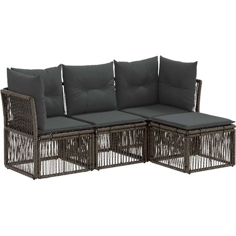 Gartensofa-set 4 pcs Grau Poly-Rattan vidaXL