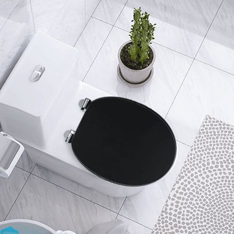 Abattant de toilettes en MDF avec mécanisme de fermeture amortie, noir classique (1/5)