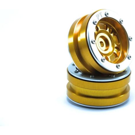 Beadlock Wheels PT- Distractor Gold/Silver 1.9