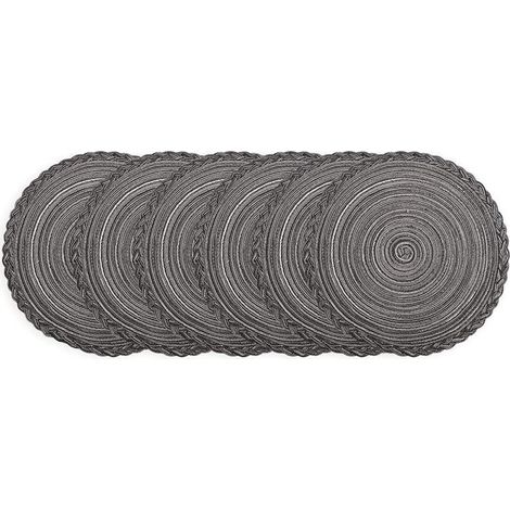 Sets table ronds tressés lot de 6, antidérapants, lavables, doubles fonctions sous-verres (1/3)