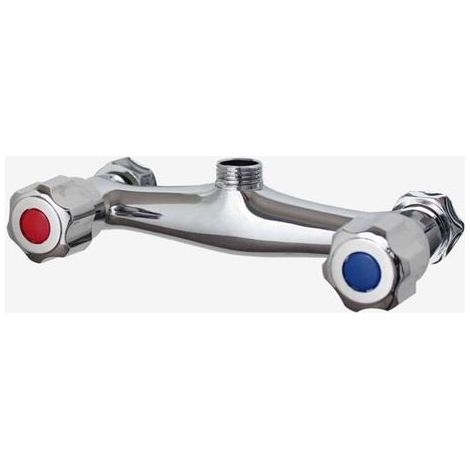 ALLIANDISMitigeur de douche de salle de bain, robinet en laiton double sortie chromée, mitigeur thermostatique pour barre de douche, robinet d'eau mural à double contrôle (1/5)