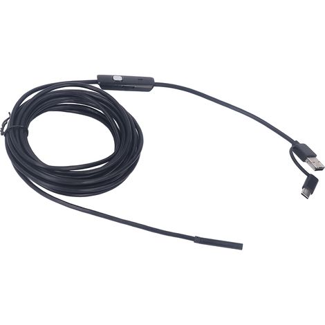 Endoscope 3-en-1 pour téléphone portable/ordinateur, câble rigide de 5 m, connecteur Type-C, pour conduits de climatisation automobile (1/5)