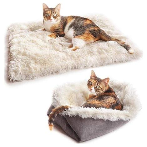 Tapis en peluche auto-chauffant pour chats et petits chiens, fonction 2 en 1 (1/5)