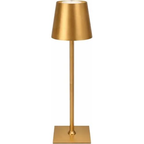 Lampe de table LED rechargeable tactile 1,5W IP44, dorée 38cm