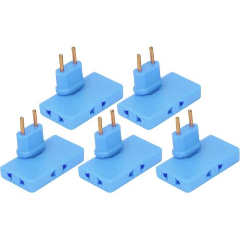 5pcs convertisseurs de prise de batterie,rotation 180°,1 à 3 adaptateurs de prise UE, 110-250 V,bleu (1/5)