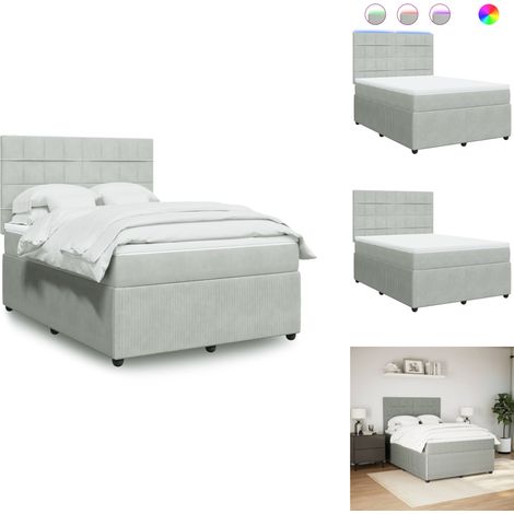 Sommier à lattes de lit et matelas Gris clair 140x190cm Velours - Sommier À Lattes De Lit - Sommiers À Lattes De Lit - Lit - Meuble De Chambre À Coucher (1/5)