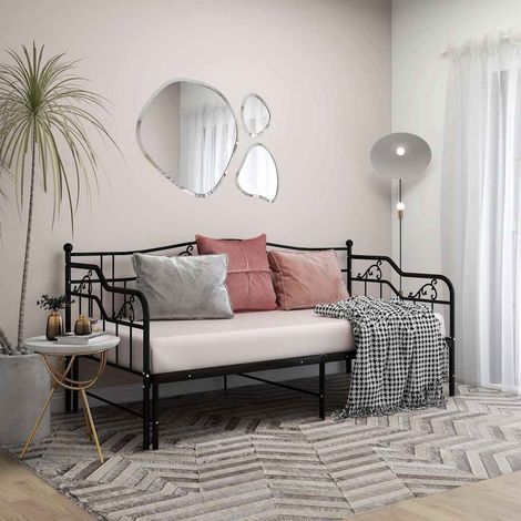 vidaXL Estructura sofá cama extraíble sin colchón metal negro 90x200cm (1/5)