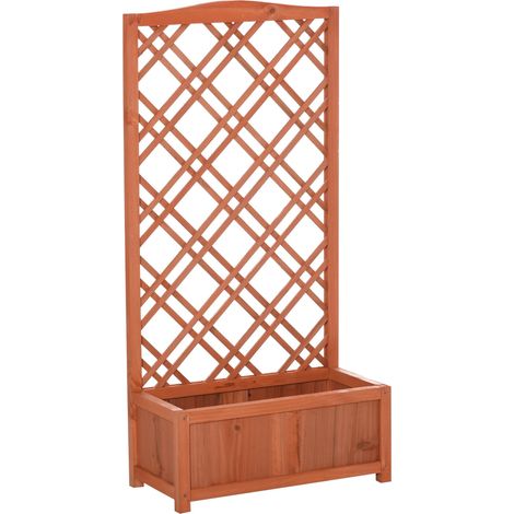 Jardinière sur pieds avec treillis JASMIN bois de sapin (1/5)