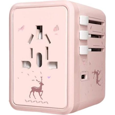 Adaptat de voyage universel, adaptat de prise d'alimentation internationale avec 3 ports USB-C et 2 ports USB-A, charg mural mondial intégré, adapté aux États-Unis, à l'Union opéenne, au R (1/5)
