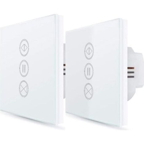 ２x Interrupteur Volet Roulant Connecté, Ouverture Réglable, Commutateur Rideau Stores WiFi, Compatible avec Alexa Google Home pour Commande Vocale, Minuterie Intelligent Moteur Mural
