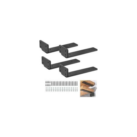 Soportes de pared para estantes de 4 piezas, soportes metálicos en forma de L de color negro para montaje en pared (negro, 15 cm/6 pulgadas) - Crezuo