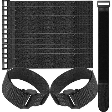 /Crochet et boucle sangles Câble en nylon Attaches de fermeture, 30 cm x 2,5 cm, noir - (1/5)