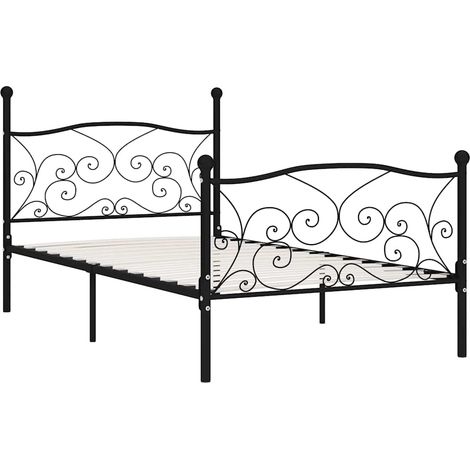 Estructura cama con somier sin colchón metal negro 100x200 cm vidaXL (1/3)