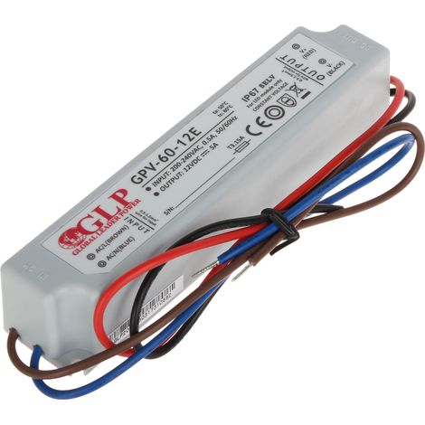 GPV-60-12E: GLP-Netzteil GPV-Serie 12V/5A, CV, non-PFC, IP67-Kunststoffgehäuse, EU-Eingangsbereich