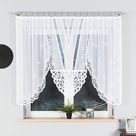 ROZALIA - Tenda jacquard pronta all'uso con taglio in basso - 250x140 cm - bianco (1/5)