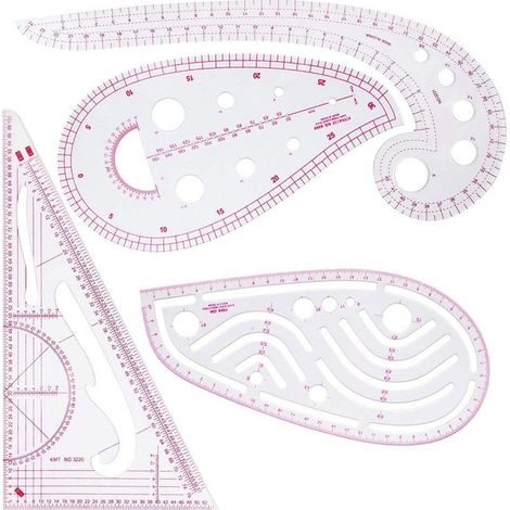 Regle Couture,Ensemble de règles de couture 4 pièces,idéal pour la couture, la couture, le bricolage - Outils de conception en plastique flexible pour les étudiants et les créateurs de mode (1/5)
