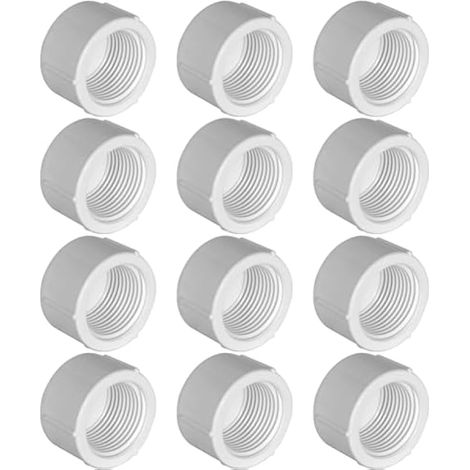 Lot de 12 bouchons d'extrémité femelle en PVC de 2,5 cm, connecteur fileté en PVC pour conduite d'eau de plomberie (lot de 12), blanc (1/5)