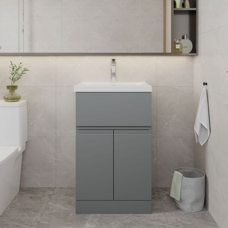 Hudson Reed Urban Floor Standing Vanity Unit with Basin 1 Satin Grey - 500mm Wide (1/5)