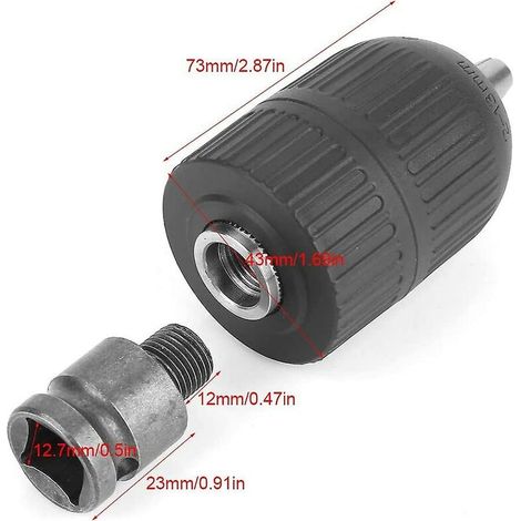 Schnellspannbohrfutter – 13 mm, 1/2 Zoll Schnellspannbohrfutter mit Futteradapter, für Schlagschrauber (1/4)