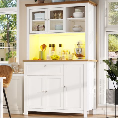 Möbel Schrank Aufbewahrung 104x40x180cm LED Weiß OKMYHOME (1/5)
