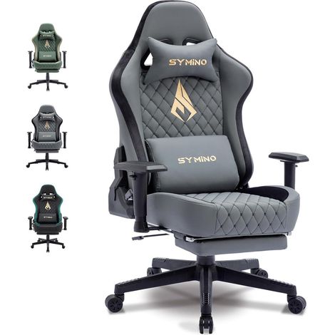 Symino Gaming Stuhl Vintage-PU-Leder Rennstuhl-Design Grau (1/5)
