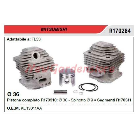 Cilindro pistone segmenti MITSUBISHI decespugliatore TL 33 R170284