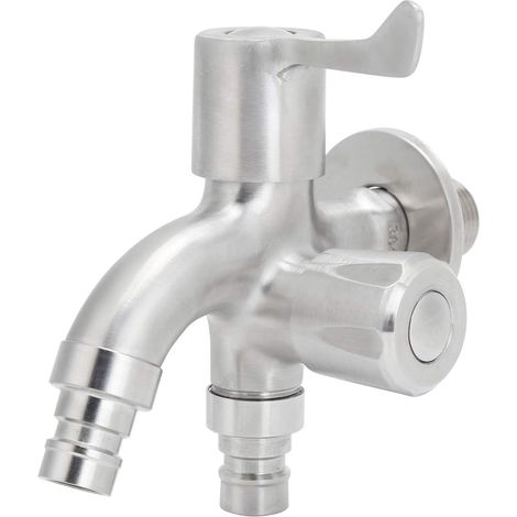 Robinet d'eau, robinet d'eau à filetage male robinet d'eau en acier inoxydable à double sortie (1/5)