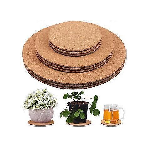 Lot de 9 sous-verres en liège pour plantes, dessous de pot, plateau à plantes, fournitures de bricolage