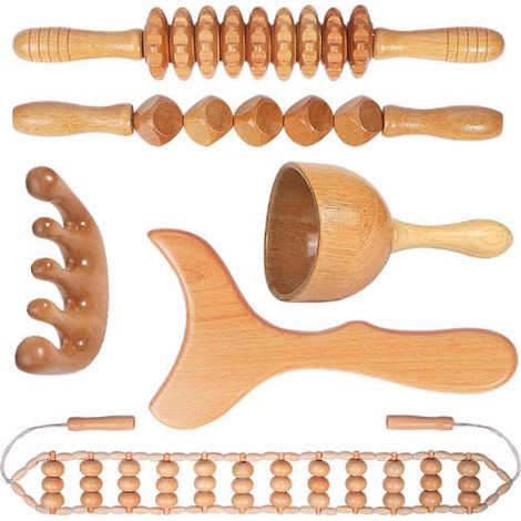 Outils de massage en bois Maderoterapia Kit Outils de remodelage corporel pour le drainage lymphatique et la lutte contre la cellulite. Rouleau de massage en bois