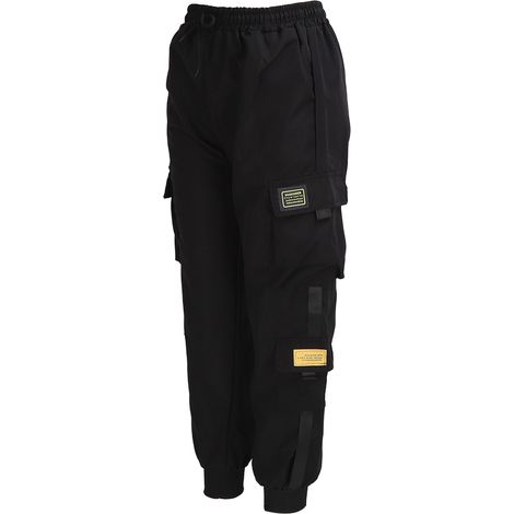 Pantalon de jogging homme en polyester, coupe ample, décontracté, idéal pour l'entraînement et le sport, taille XXL, noir (1/5)