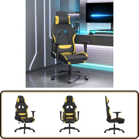 Chaise de jeu avec repose-pied Noir et jaune Tissu - Chaises Gaming - Fauteuil Gamer - Chaise Bureau - Chaise Ergonomique - Chaise Confortable (1/5)
