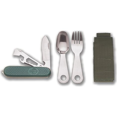 Coltello da campo Mil-Tec, multiuso con cucchiaio, forchetta e custodia in nylon, 2227