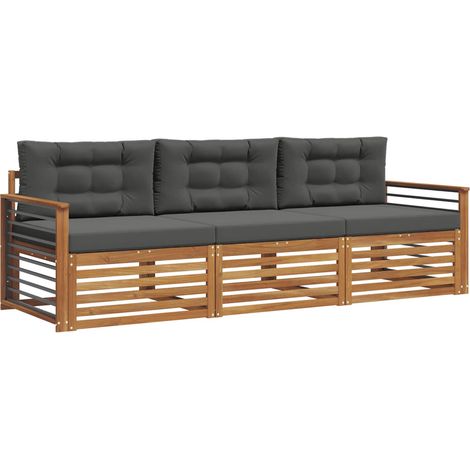 vidaXL Outdoor Sofa Set 3 pcs Natural and Anthracite