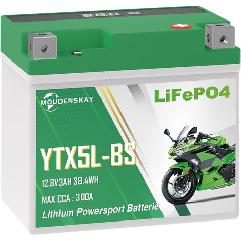 Batterie Moto Lithium 12V 3ah CCA300+ YTX5L-BS Batterie avec BMS (1/5)