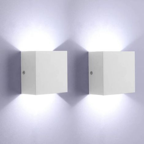 Zwei LED-Wandleuchten für den Innenbereich, höhenverstellbar, warmweißes Licht, 6 W, weiß. (1/5)