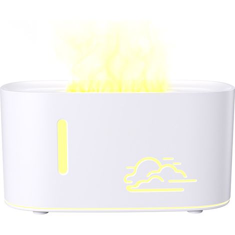 Neuer Nebel- und Flammen-Effekt Luftbefeuchter, USB-tragbarer, leiser Aromadiffusor für Zimmer und Haus – weiß