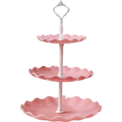 4 présentoirs à gâteaux en plastique blanc, 3 niveaux, pour cupcakes et biscuits, idéal mariage baby shower goûter (1/5)