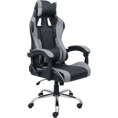 Silla Gaming Legend Negro y Gris con cojín lumbar y reposacabezas material tela estructura metal 63x120x66 cm