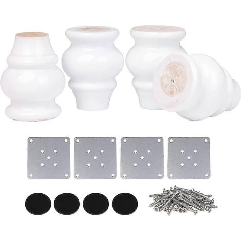 2026 Good Pieds de meubles ronds en bois blanc 9 x 3,7 cm, compatibles avec les canapés, lot de 4 (1/5)