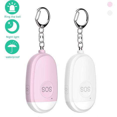 Alarm Antiagression - 130 dB - Avec Lampe LED - Étanche IP44 - Rechargeable USB - Pour Femmes Enfants Seniors Joggeurs - 2 Pièces (1/5)