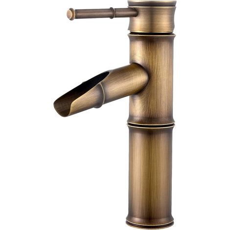 robinet Salle De Bain -cascade Robinet Mitigeur, Robinet Lavabo Mitigeur Salle De Bain Cascade En Laiton, Mitigeur Laiton Antique Robinet Bambou M (1/5)