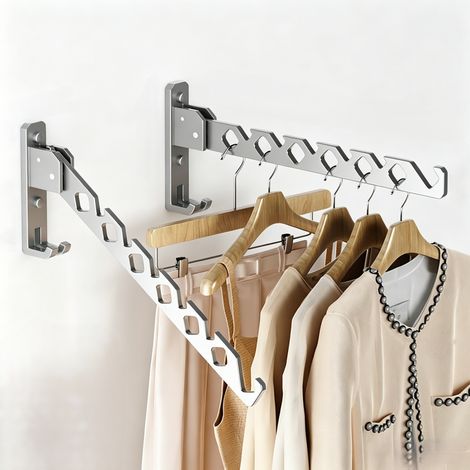 Tendedero de ropa invisible de pared, no requiere taladrar, plegable, adhesivo fuerte, inoxidable, para baño, balcón, dormitorio.