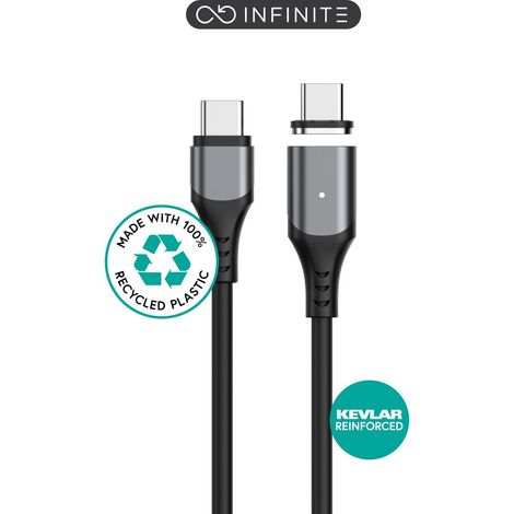 Cable USB-C 2.0 magnético infinito eSTUFF PD100W 480 Mbps 2m Negro, ES604265
