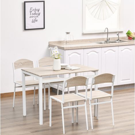 Mesa comedor con 4 sillas para cocina gris claro hogar OKMYHOME (1/4)