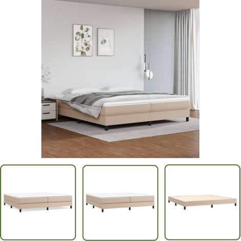 The Living Store Sommier à lattes de lit avec matelas Cappuccino 200x200 cm - Lit Tapissier - Lit Double - Matelas À Ressorts Ensachés - Support Moyen Dur - Housse De Protection De Matelas (1/5)