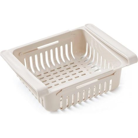 Abtropfkorb, Küchenaufbewahrungskorb, verstellbare Aufbewahrungskörbe, Küche, Schubladeneinsatz für Kühlschrank, Khaki